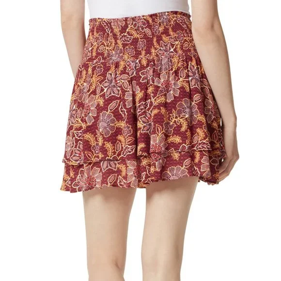 NWT Jessica Simpson Smocked Veronica Skort in Red Dahlia Moroccan Blooms - Picture 2 of 9